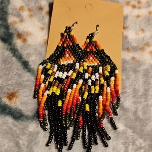 Colorful Beaded Fringe Earrings